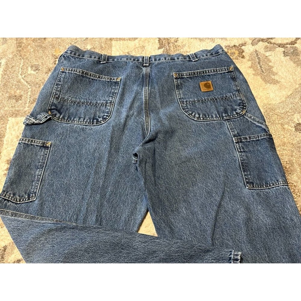 Carhartt Jeans Med Wash Blue Original Dungaree Fit Carpenter Workwear Sz 38x30 - Picture 3 of 9